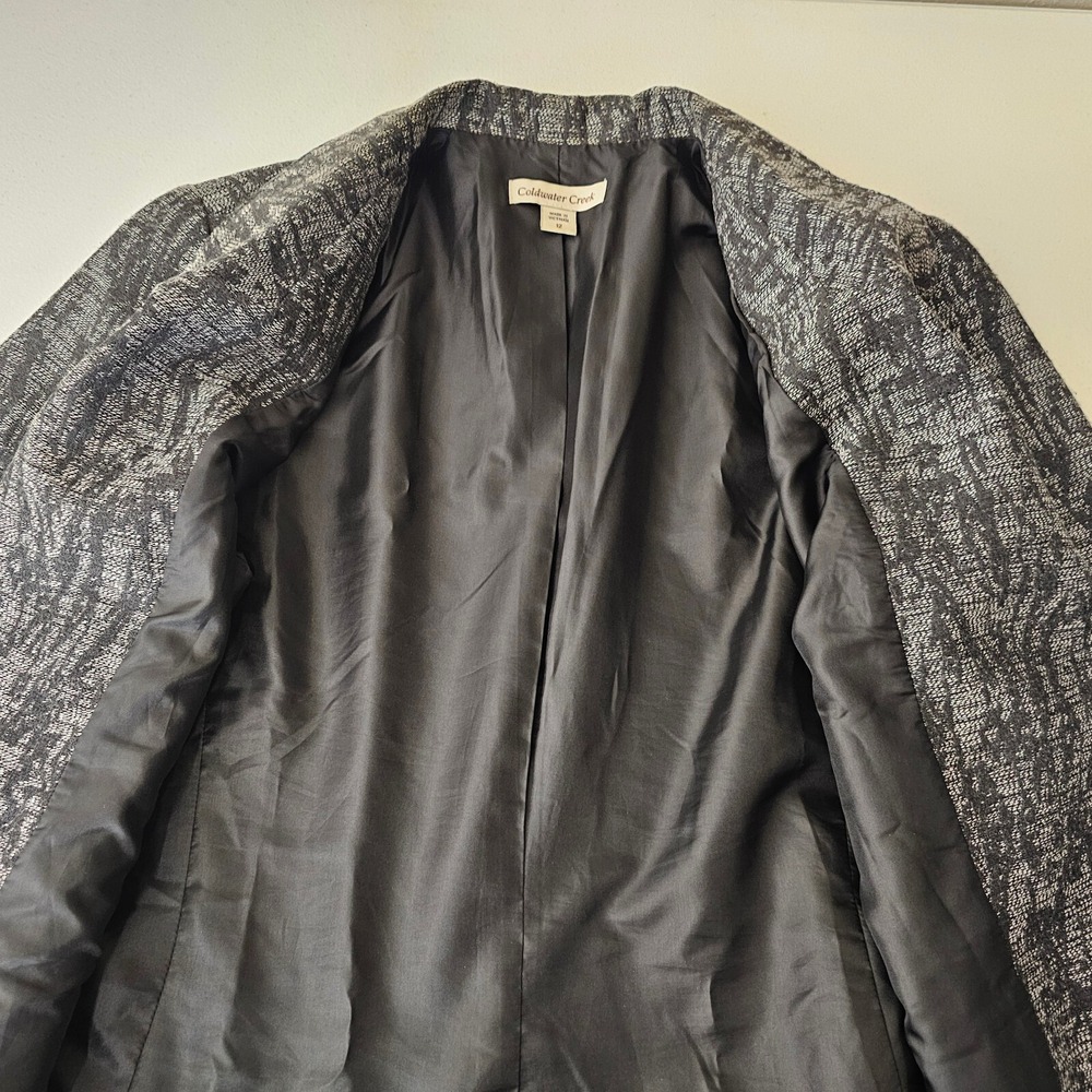 Coldwater‎ Creek Size 12 Black Silver Floral Jacket Blazer Womens Stylish Formal - Picture 9 of 12